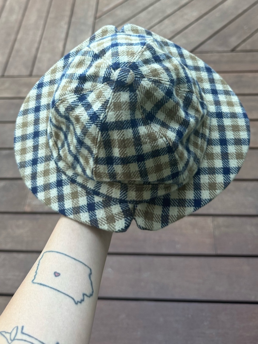 Vintage Aquascutum of London Club Check 100%  Wool Bucket Hat Made in England